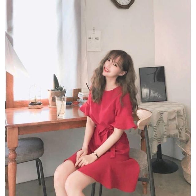 Đầm Nữ Bèo thắt eo chéo thái