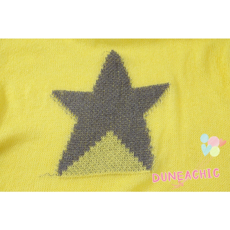 DUNEA Áo Sweater Dệt Kim Mỏng Dáng Rộng Họa Tiết Ngôi Sao Màu Sắc Xinh Xắn Cho Nữ