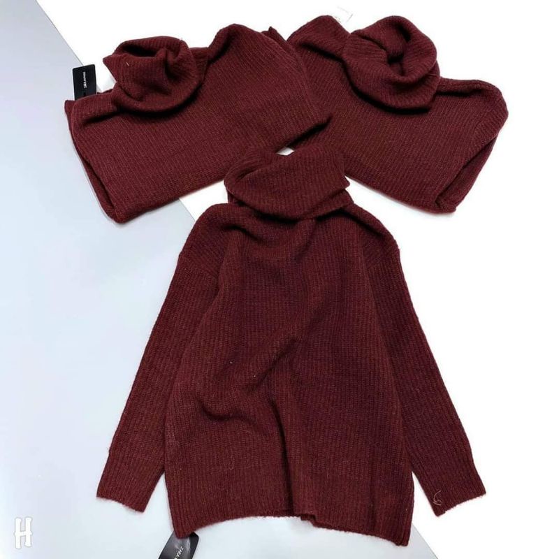 Áo len cổ lọ đỏ đô Z.R hàng QCL1