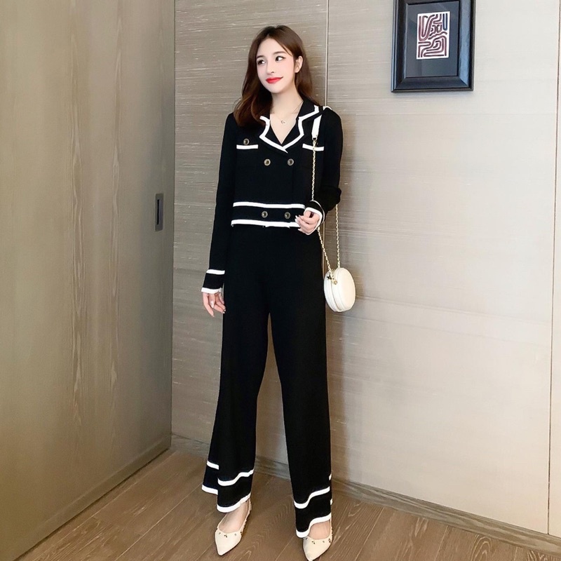 --Set đồ len nữ sang chảnh thu đông 2023 vintage Hàn Quốc