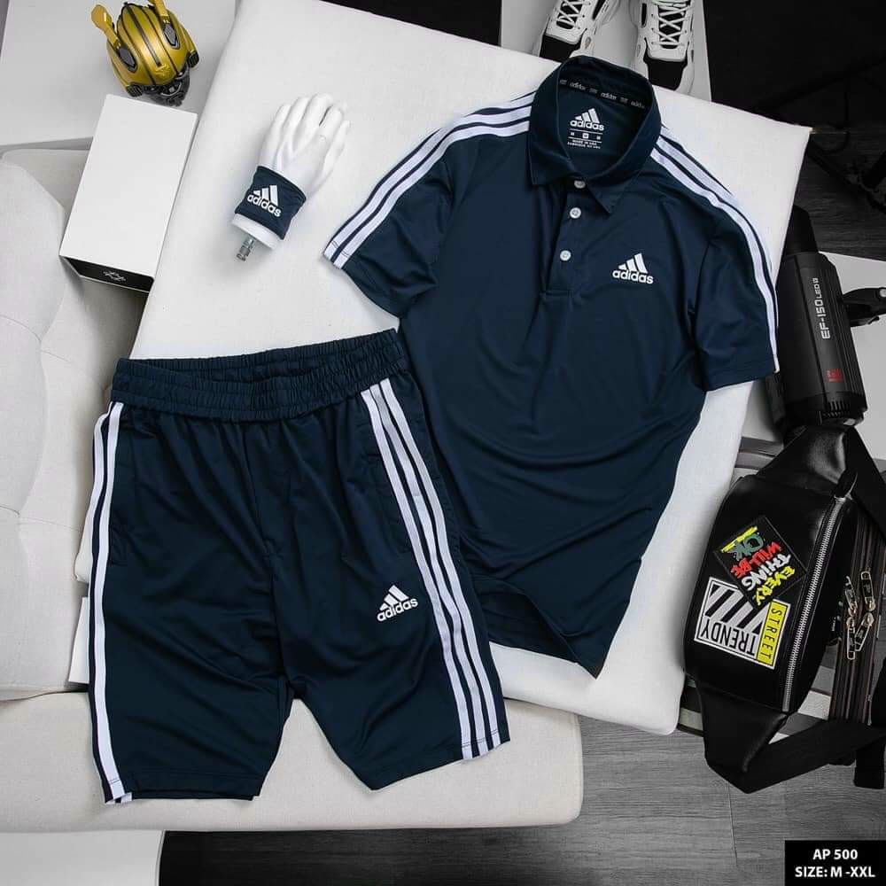 Đồ bộ, Đồ thể thao ADIDAS Thun Lạnh Co Dãn 4 Chiều Thoáng Mát Thấm Hút Mồ Hôi Có Cổ Thanh Lịch.