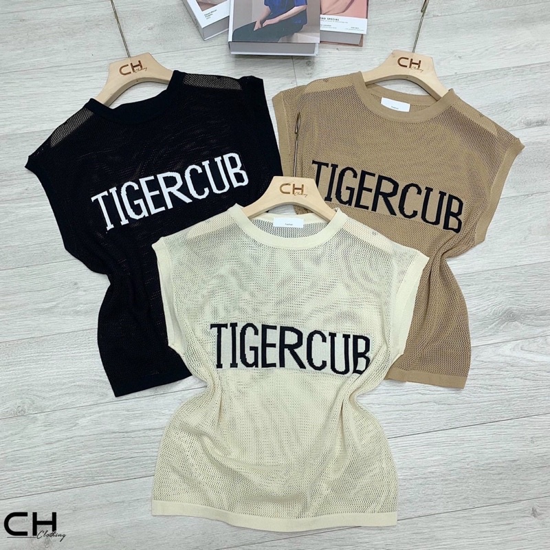 Áo len lưới tay hến Tigercub cổ tròn Quảng Châu A028