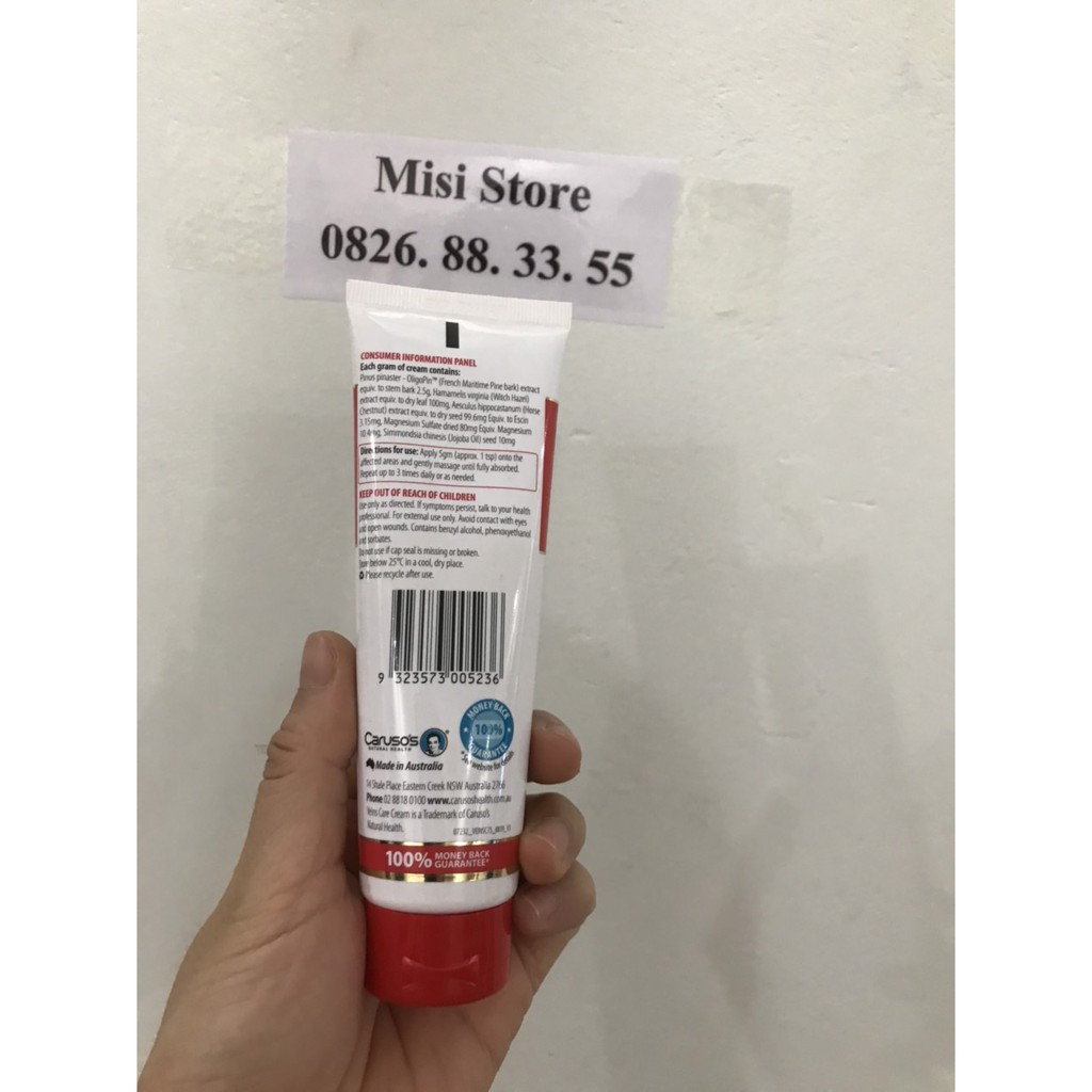 Kem bôi chống giãn tĩnh mạch Veins care Caruso's, hàng Úc,