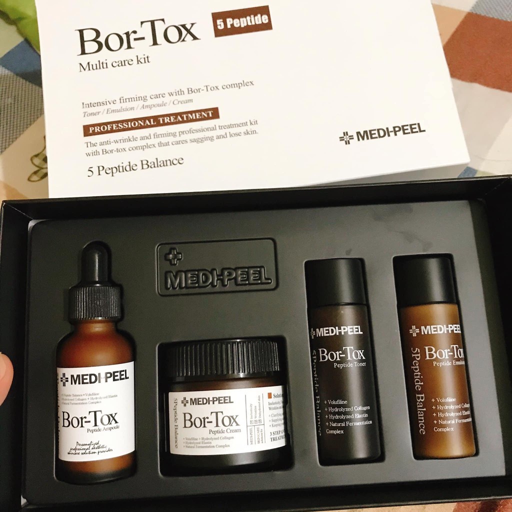 BỘ 4 SẢN PHẨM DƯỠNG TRẮNG CHỐNG LÃO HÓA CHỐNG NHĂN PHỤC HỒI TÁI TẠO DA MEDIPEEL BORTOX PEPTIDE CHÍNH HÃNG - 9726