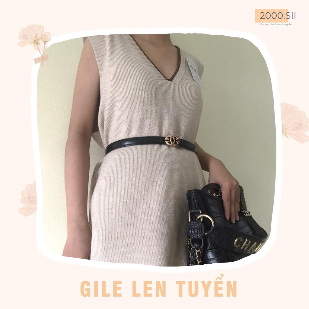ÁO GILE LEN 2HAND dáng váy giá rẻ - Hàng si tuyển, chất đẹp, màu be, dáng dài, style Hàn Quốc, ảnh thật shop chụp