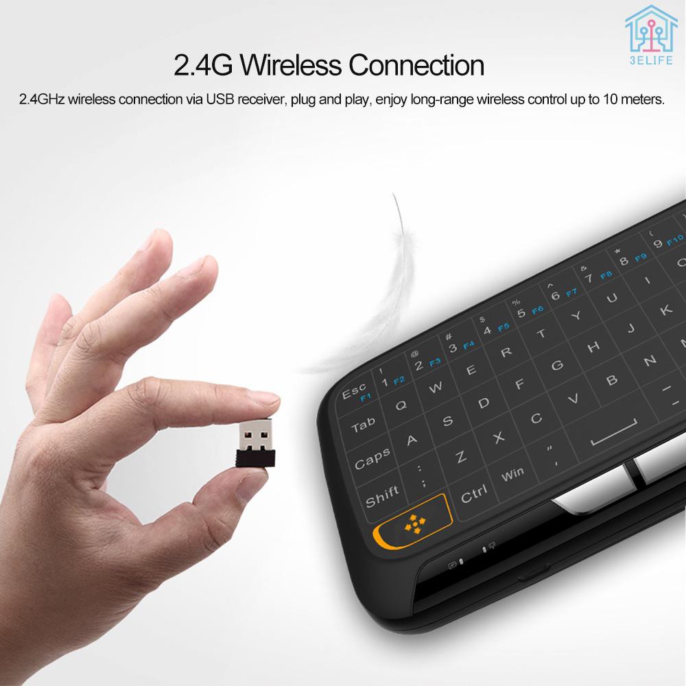 【E&V】H18 2.4GHz Wireless Keyboard Full Touchpad Remote Control Keyboard Mouse Mode with Large Touch Pad Vibration Feedback for Smart TV Android TV Bo