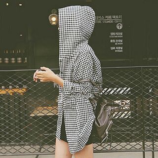 Áo khoác nữ sọc carô oversize