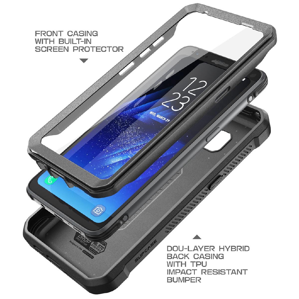 Ốp điện thoại SUPCASE có miếng bảo vệ màn hình toàn diện và giá đỡ thích hợp cho Samsung Galaxy S8 Active