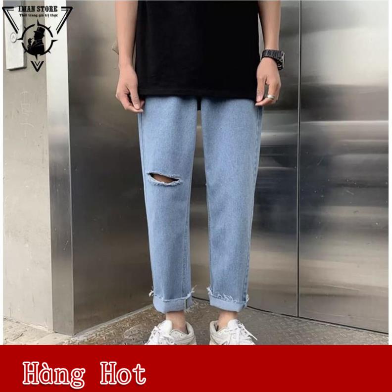 Quần Jean Nam Baggy ,quần bò ống rộng rách phong cách bụi 2021