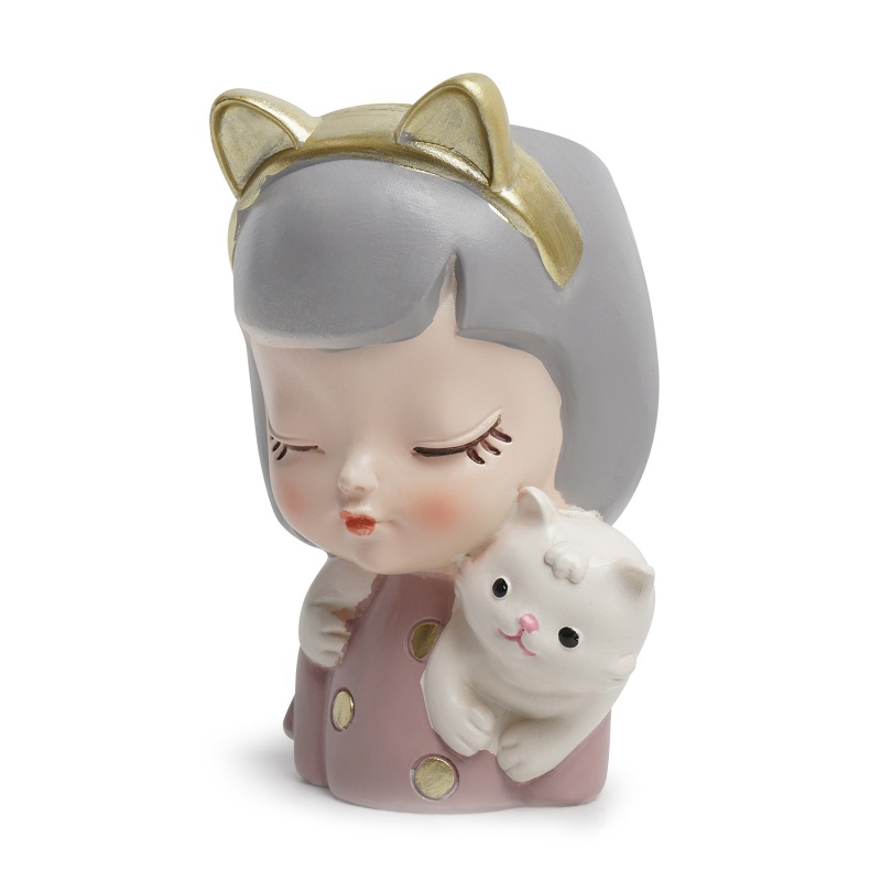 Khuôn silicon làm chậu cây mọng nước hình cô gái mèo dễ thương