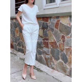 S082 - ÁO LINEN CỔ V ĐƠN GIẢN