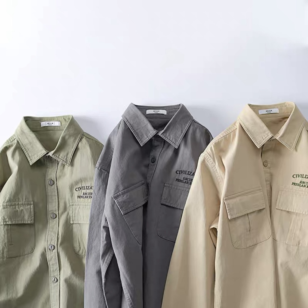 Áo sơ mi thêu basic chất kaki cao cấp,nam nữ cực đẹp , thời trang đơn giản , đi học đi chơi, đi làm dễ phối đồ,xu hướng