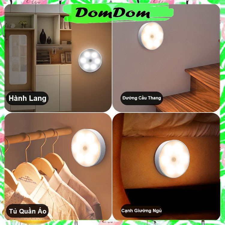Đèn cảm biến chuyển động 9 Bóng Đèn Led, Sạc tích điện dán tủ quần áo, phòng ngủ, cầu thang - Domdom Store