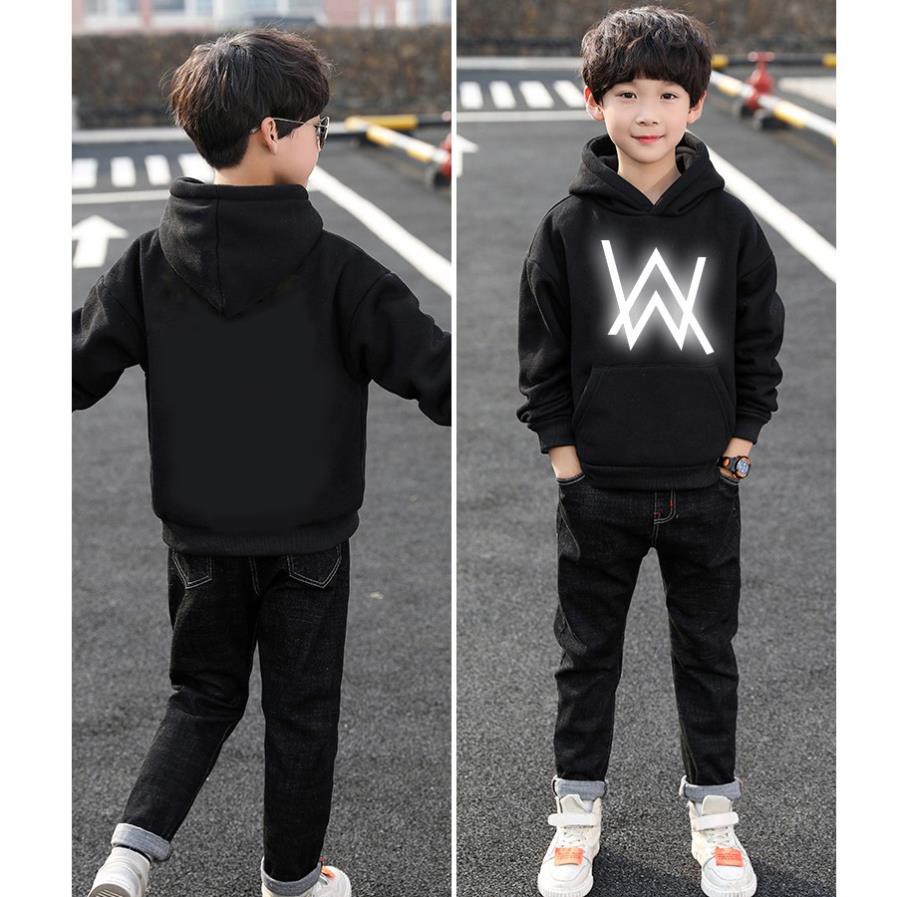 HOT- Áo Hoodie Trẻ Em In Hình Alan Walker Phản Quang Siêu Đẹp Form Rộng Vải Nỉ Dầy Ấm Phong Cách Ulzzang