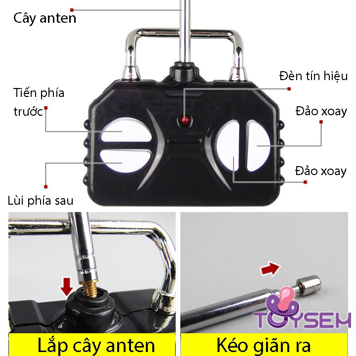 Đồ chơi xe dasher xoay 360 độ Toysem có đèn led điều khiển từ xa 4 kênh - Quà tặng sinh nhật cho bé