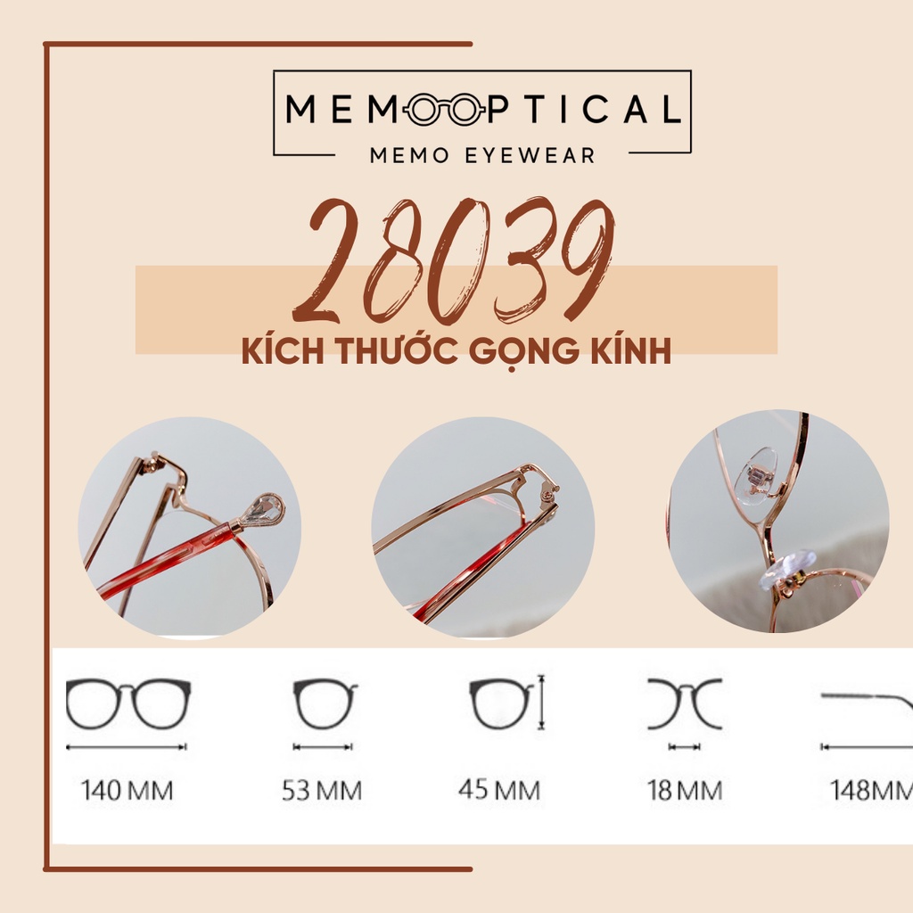Gọng Kính Bolon Đính Đá Bling Thời Trang Kim Loại Memo Optical 28039