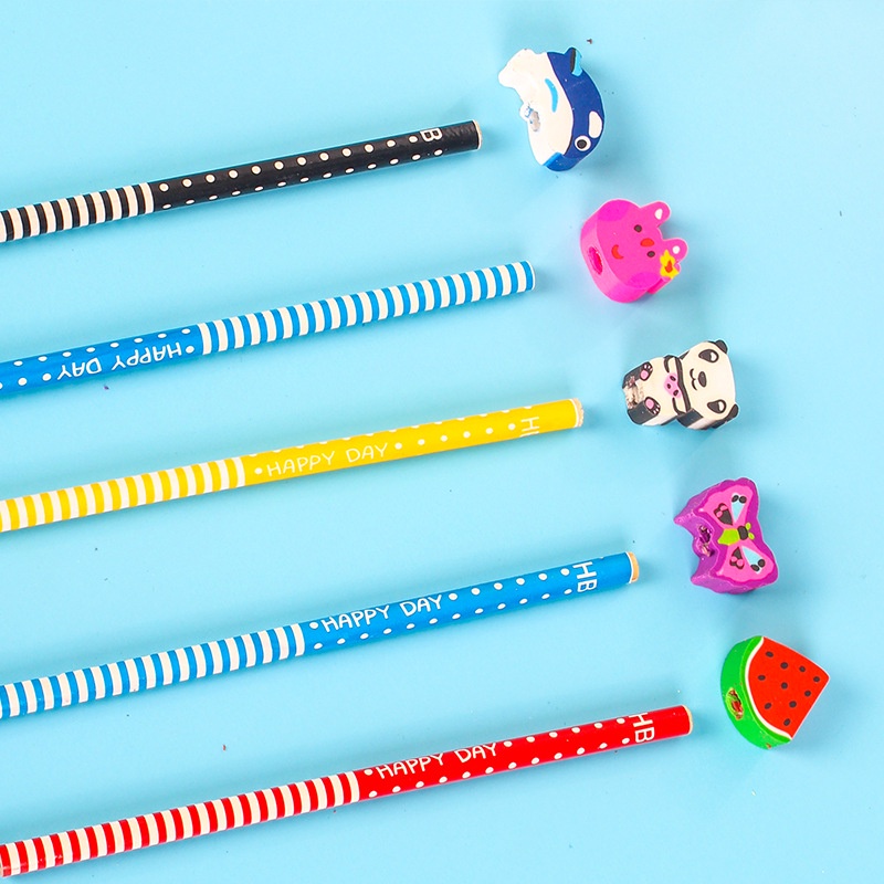 Bút Chì Gỗ HB Kèm Gôm Tẩy Cute (Giao Ngẫu Nhiên) - Minh An Saigon