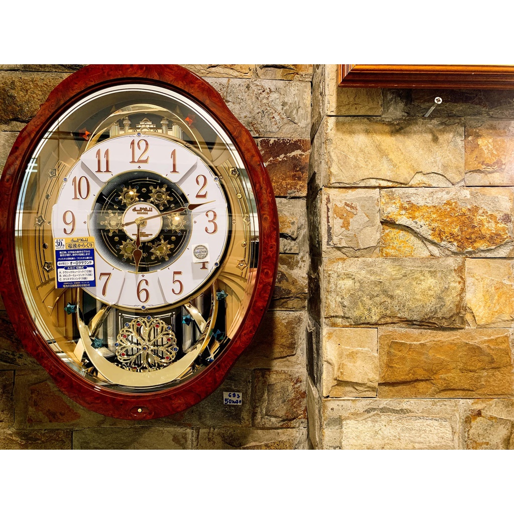 Đồng hồ treo tường Small World phiên bản mở mặt 6 nâu gỗ sang trọng Nhât nội địa