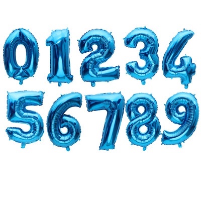 32 Inch Số 0-9 Bóng bay Trang trí tiệc cưới Vàng / Bạc / Xanh lam / Đỏ / Sinh nhật