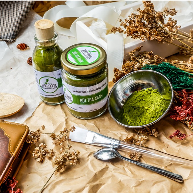 Bột Trà Xanh Tẩy Tế Bào Chết 100g + Tặng bộ đắp mặt nạ inox - Bảo Nam | BigBuy360 - bigbuy360.vn
