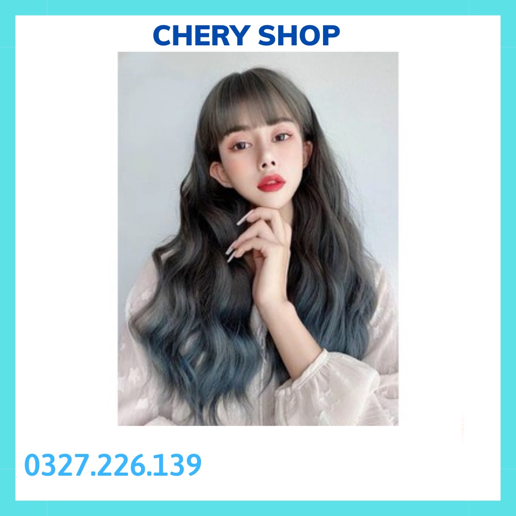 Tóc giả nữ đẹp 💄 FREESHIP 💄nguyên đầu omber khói xanh tặng kèm lưới trùm