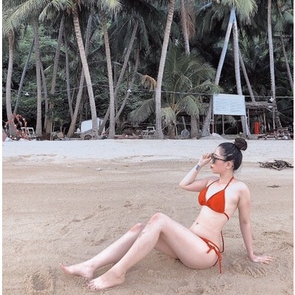 Bikini 2 mảnh đẹp đồ bơi nữ sexy LILY bộ bơi tam giác có mút đệm dây dài BKN01