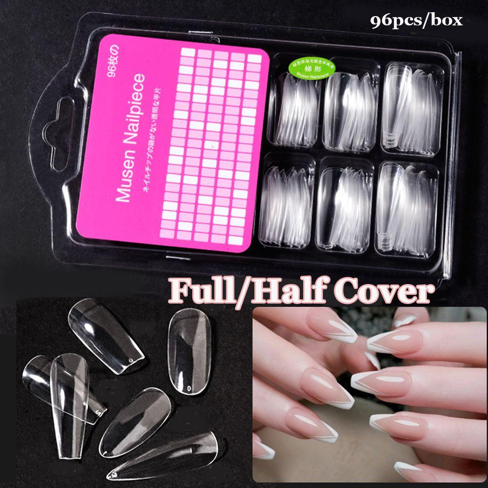 Hộp 96 Móng Tay Giả Hình Giọt Nước Ngắn Chữ T Liền Mạch