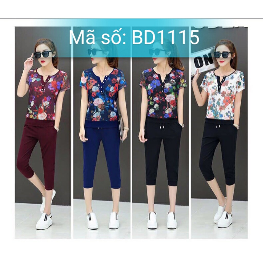 ⚡️ có big size XXL ⚡️ BD1115 SET BỘ THỂ THAO LỬNG ÁO HỌA TIẾT CỔ V PHỐI NÚT sang trọng - hàng việt nam