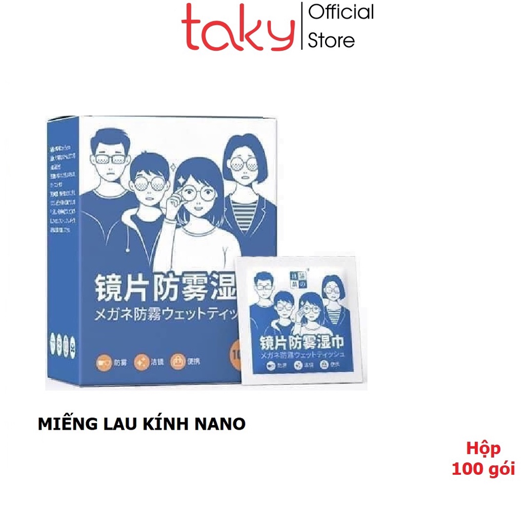 Khăn Lau Kính - Taky, Hộp 100 Gói Chống Bám Bụi Bẩn, Vân Tay Trên Kính Mắt, Gương - 7227