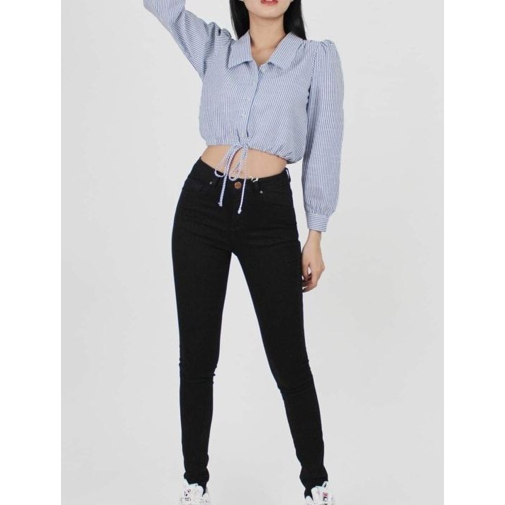 Áo croptop F21 sọc cột bụng F21 Kami