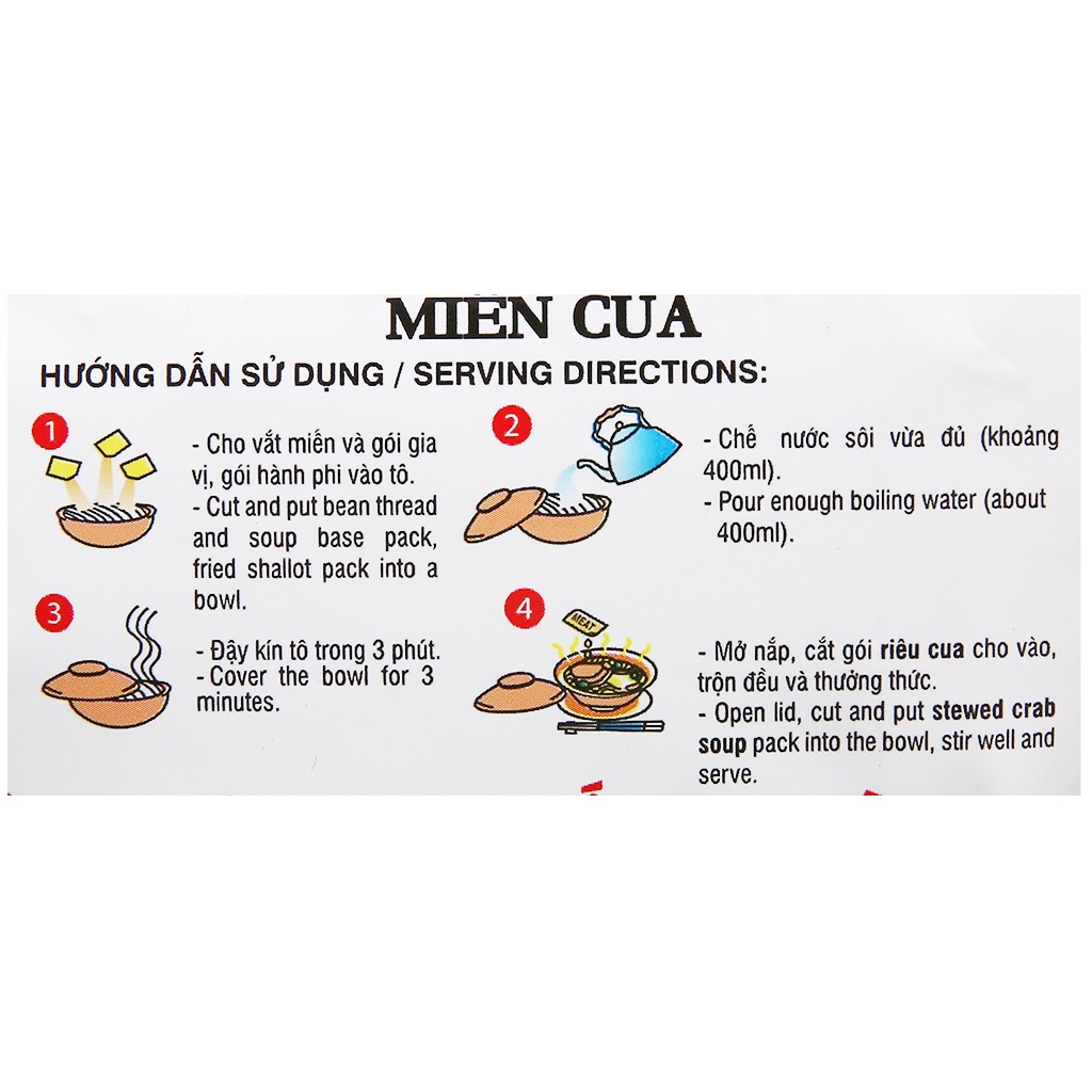 Thùng 18 gói miến cua Vifon Hoàng Gia gói 105g, có gói riêu cua thật