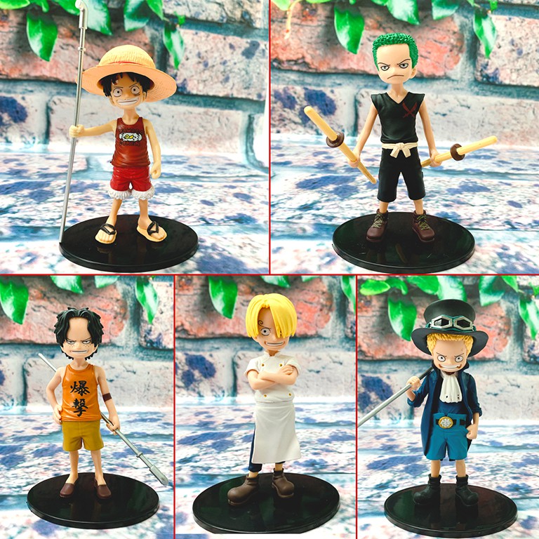 Mô hình để bàn 5 nhân vật One Piece siêu dễ thương kèm chân đế, cao 15cm