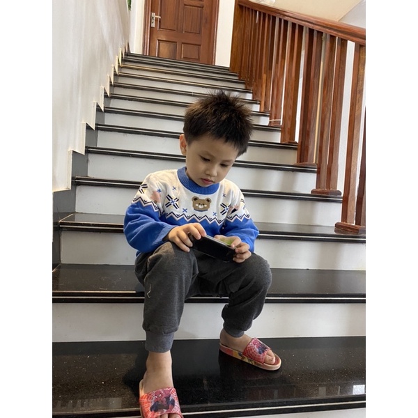 Áo Len Gấu Cho Bé Trai Bé Gái Size 1-6 tuổi, Áo Len Mặc Tết