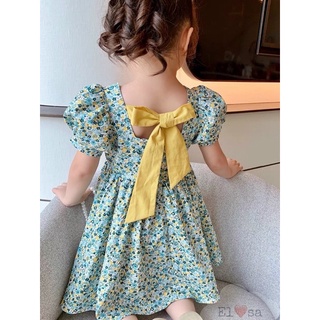 Váy đầm bé gái - Váy thô hoa nhí tay bồng tiểu thư nơ sau siêu xinh cho bé từ 1-5T (8-19kg) VBG29