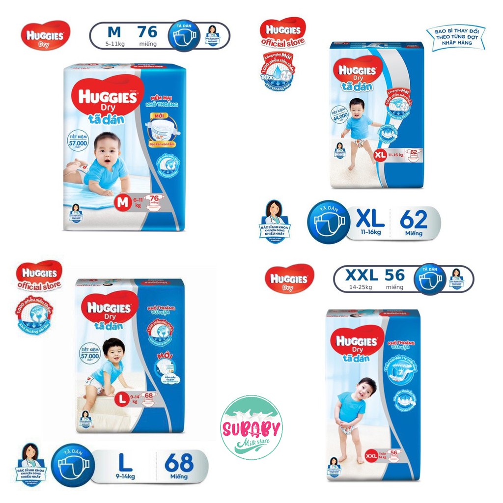 [KHUYẾN MÃI]Tã/Bỉm Huggies Quần/Dán các size M74/L68/XL62/XXL56