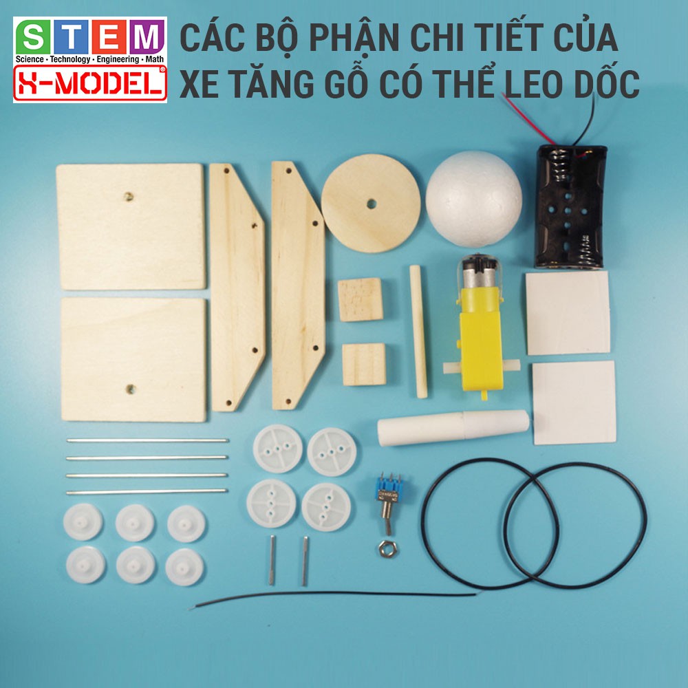 Đồ Chơi Thông Minh STEM Xe tăng gỗ leo dốc có khả năng vượt địa hình ST6 X- MODEL cho bé  Đồ chơi giáo dục tự làm DIY