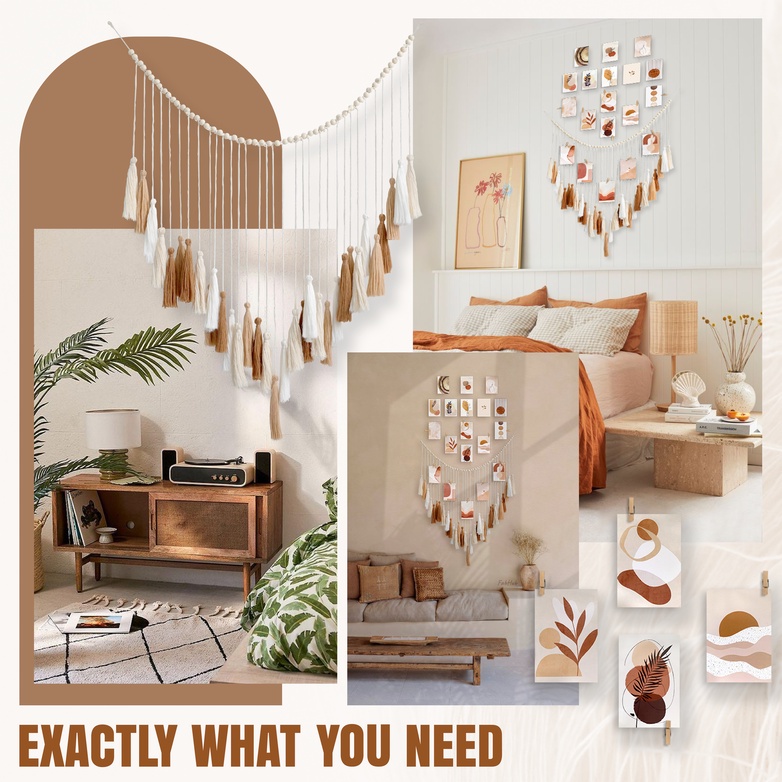 Macrame Treo Tường Decor Phòng Ngủ Decor Phòng Khách Mành Treo Tường Rèm Treo Macrame Phong Cách Boho Vintage