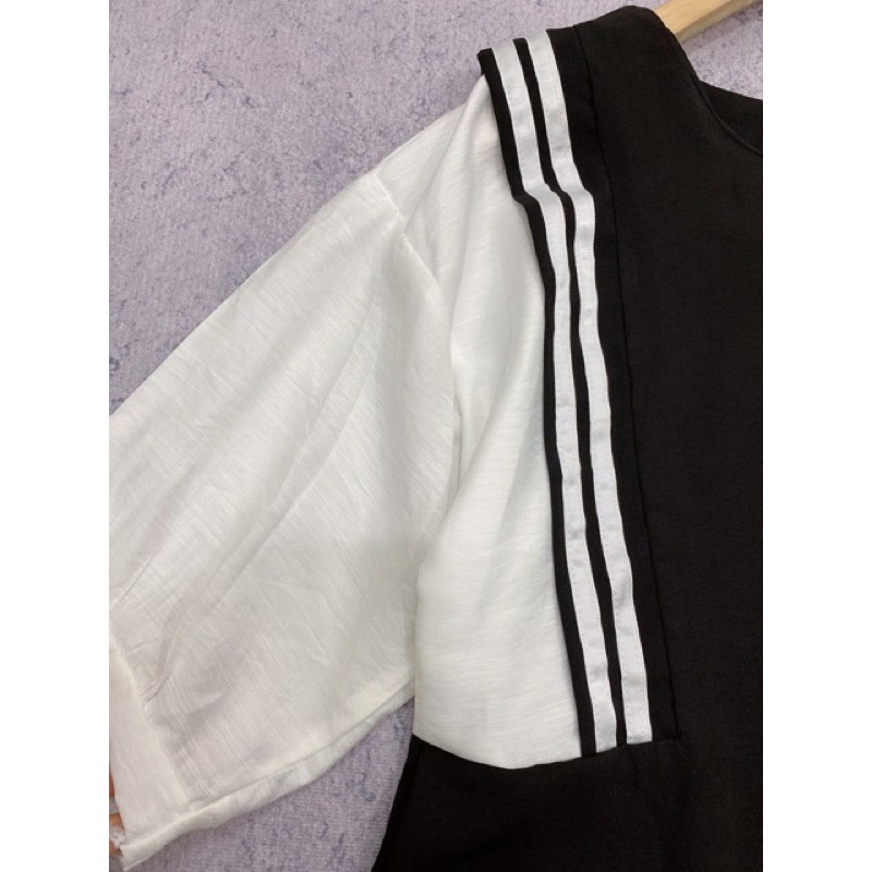 Váy suông nữ tay lỡ bo viền chất đũi xinh xắn