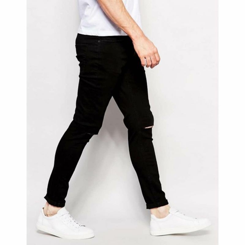 Quần jean nam Hàn Quốc rách gối và khóa kéo ống quần MS30