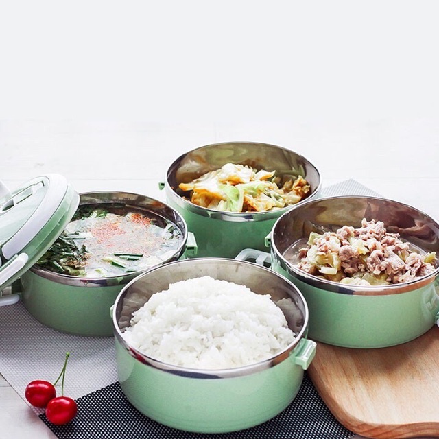 SẴN HÀNG- Cặp lồng cơm Lúa mạch 4 tầng . LG11