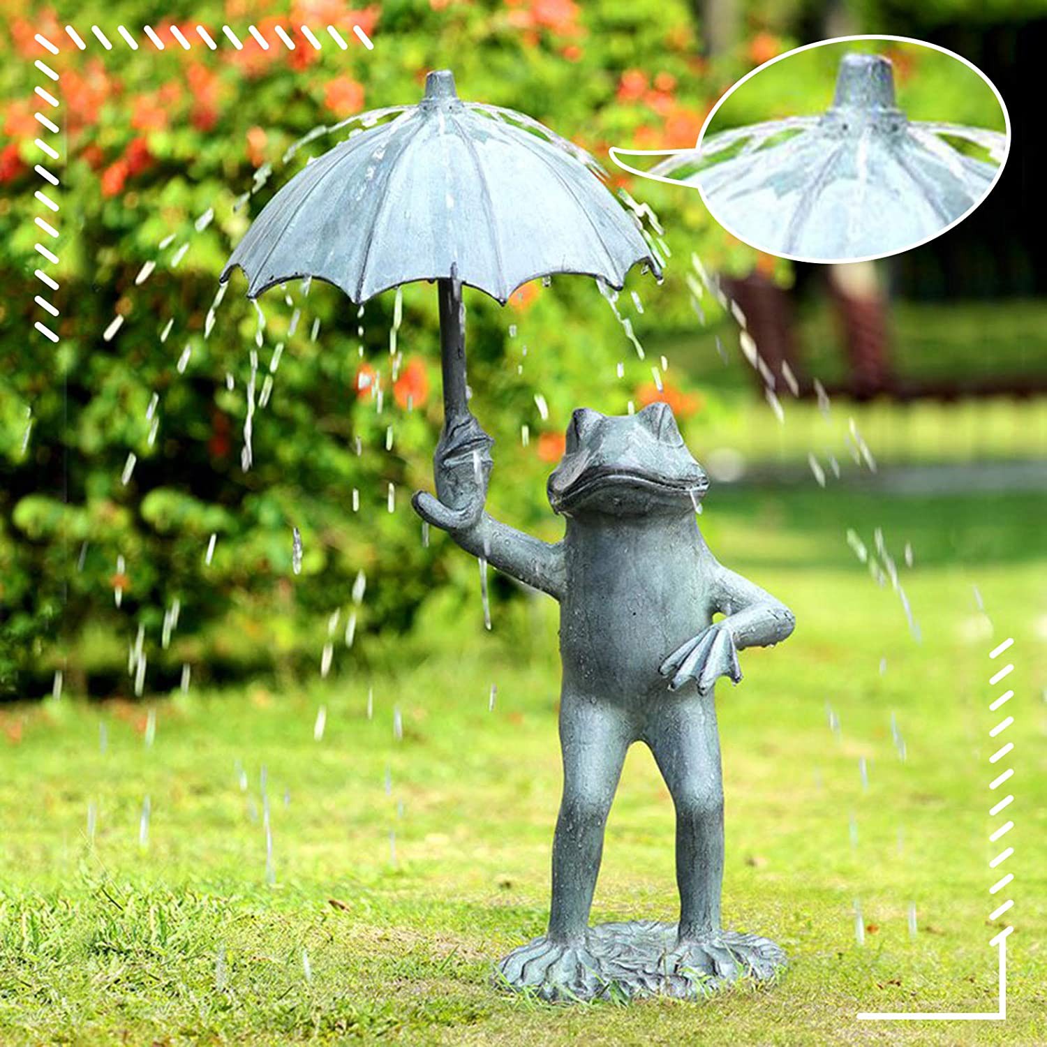 ☆YOLA☆ Spitter Resin Frog Home Umbrella Frog Statue Animal Sculpture Carving Decoration Patio Decor Garden Landscape Handicraft Exquisite Figurine