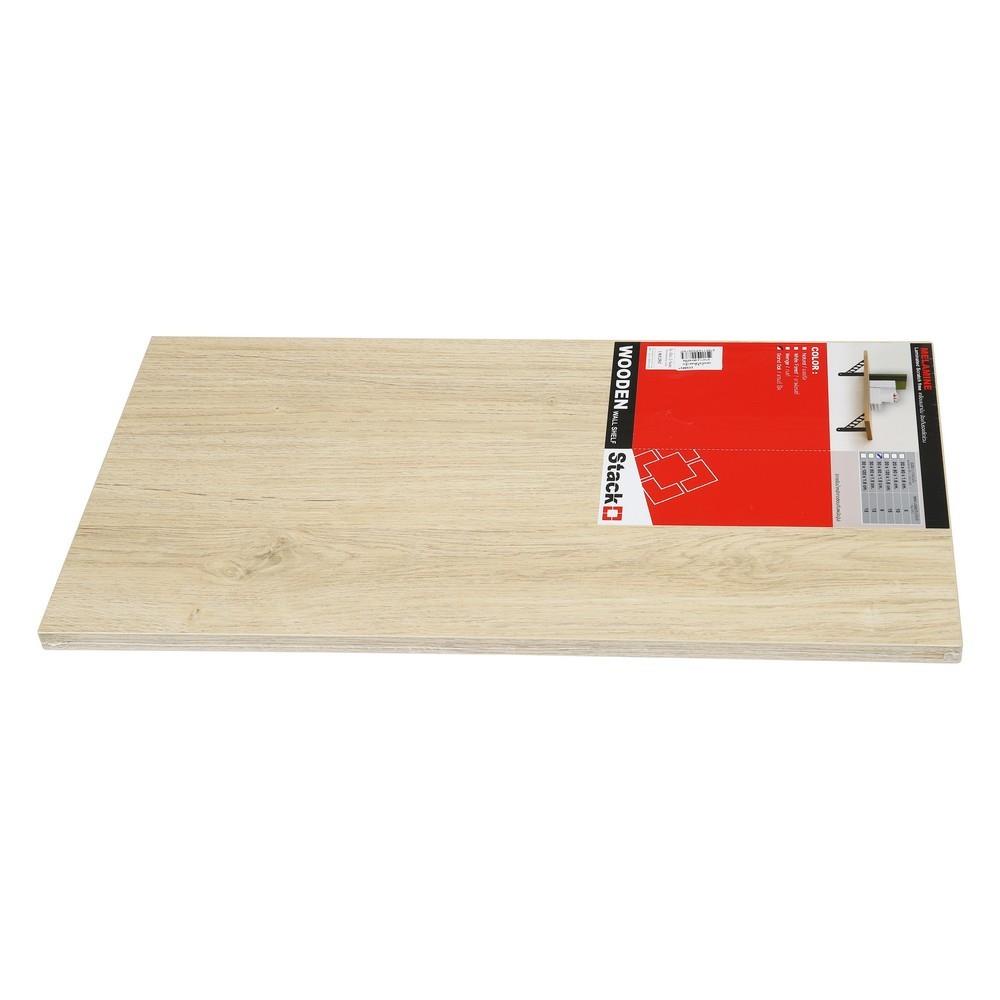 HomeBase STACKO Bộ Kệ gỗ trang trí treo tường kèm 2 giá đỡ W30xD60xH1.6cm màu gỗ sồi + giá đỡ trắng