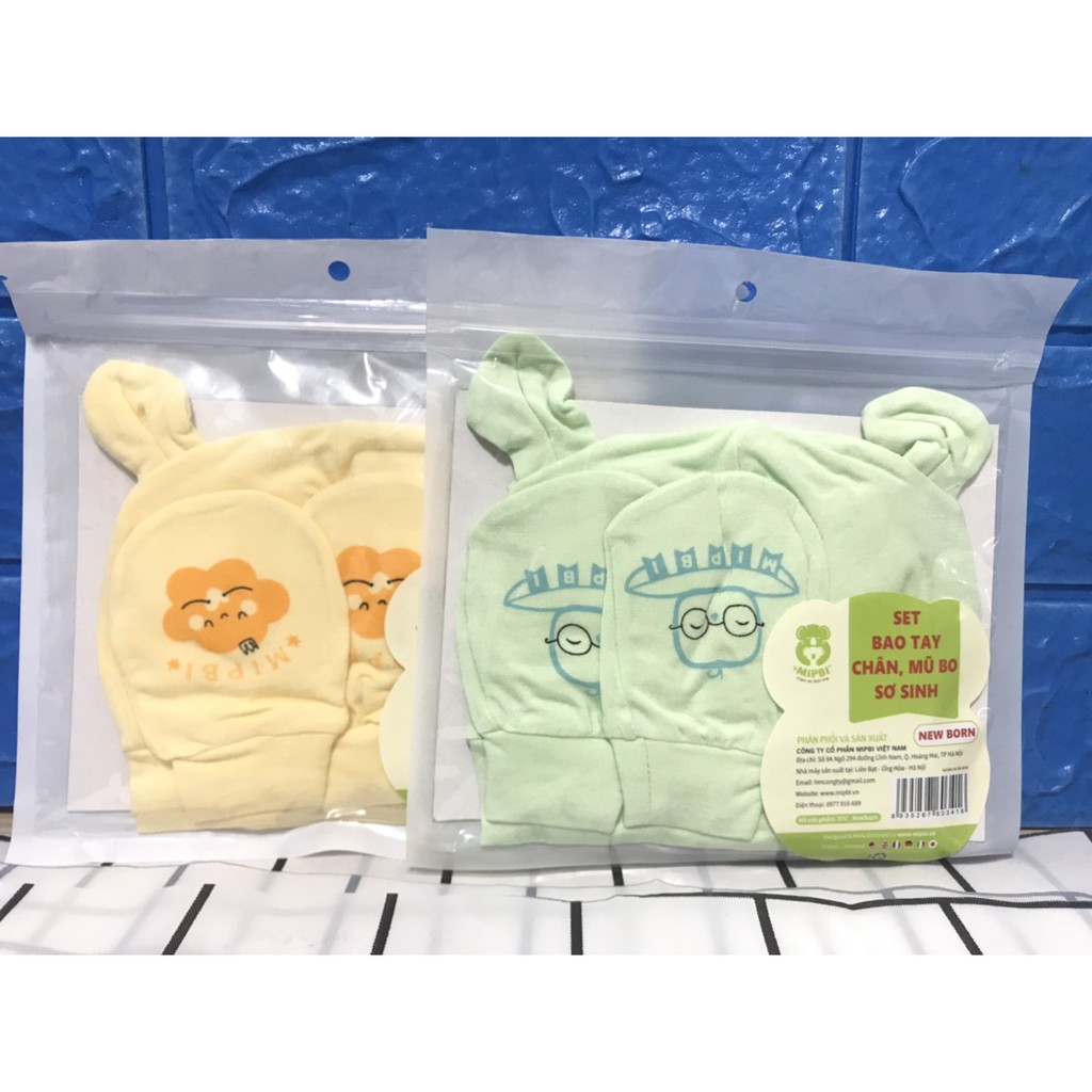 Set Mũ, Bao Tay, Bao Chân Mipbi - Đầy Đủ Mũ, Bao Tay, Chân Mipbi Cho Bé Mới Sinh ( New Born) – Mipbi Việt Nam