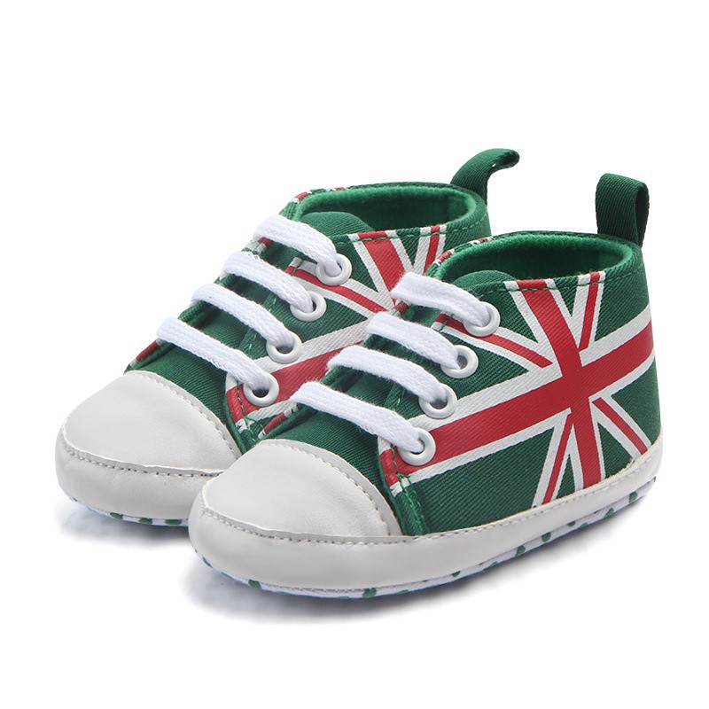 Giày Tập Đi Chống Trượt In Hình Lá Cờ Anh Cho Bé