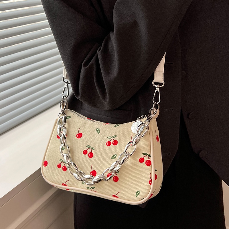 IELGY Túi Đeo Vai In Họa Tiết cherry Phong Cách Hàn Quốc Xinh Xắn Cho Nữ