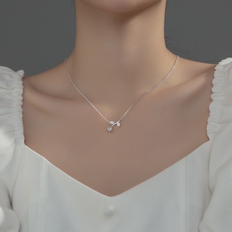 Dây chuyền nữ hoa hồng tình yêu bóng đẹp - THJ SLIVER