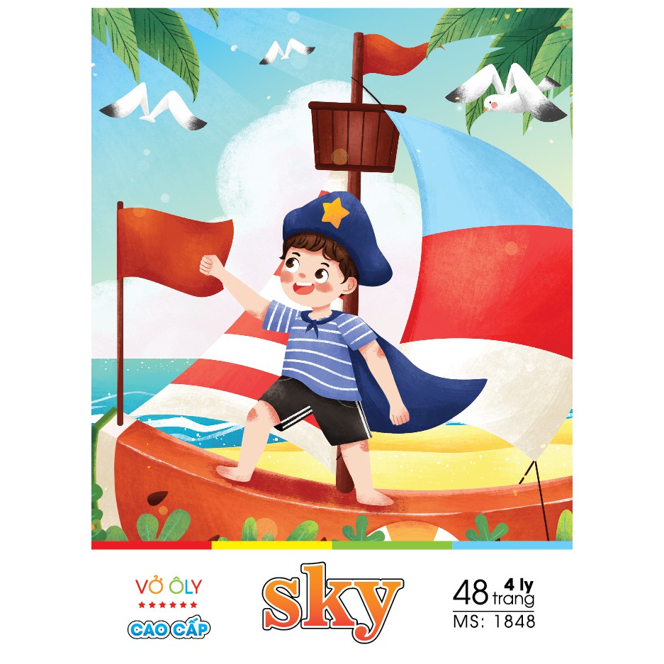 HẢI TIẾN Vở 4 ô ly Cao cấp - Sky 48 trang Lốc 10 quyển