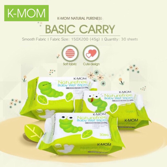 Khăn ướt K-Mom vân trơn gói 30 chiếc