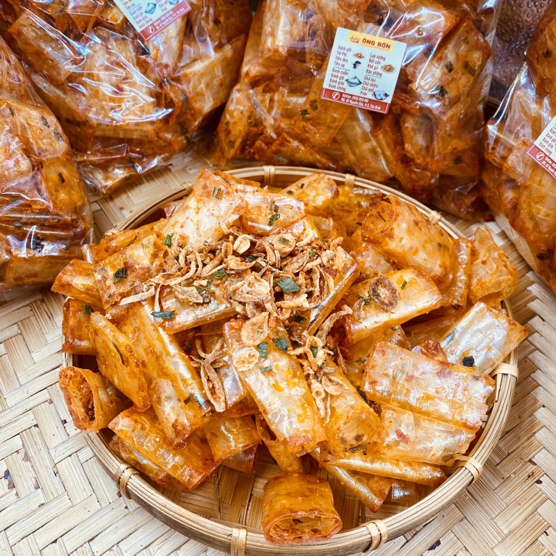Bánh Tráng Cuộn Tôm Hành ÔNG BỐN - Bánh Không Cay, Vị Đậm Đà