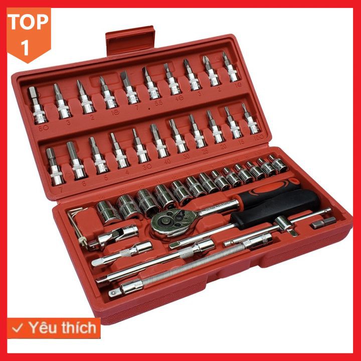 Bộ Dụng Cụ Mở Bu Lông Ốc Vít, Sửa Chữa Ô Tô Xe Máy, Đa Năng 46 Chi Tiết Cực Kì Tiện Dụng HZ6Z1